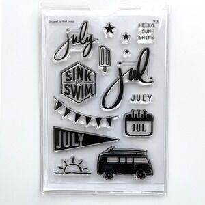 New Heidi Swapp 4x6" Clear Stamp Set & Stamp Sleeve July